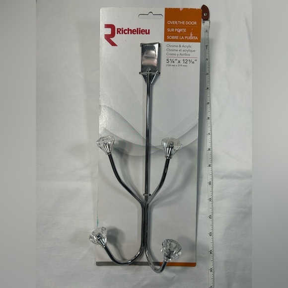 RICHELIEU 4 Hook Chrome Over The Door Hanger - Picture 2 of 5
